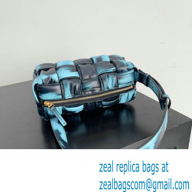 Bottega Veneta Small Brick Cassette in Foulard Intreccio Leather shoulder bag tie-dye Blue