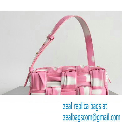 Bottega Veneta Small Brick Cassette in Foulard Intreccio Leather shoulder bag tie-dye Pink