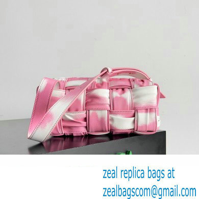 Bottega Veneta Small Brick Cassette in Foulard Intreccio Leather shoulder bag tie-dye Pink