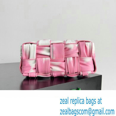 Bottega Veneta Small Brick Cassette in Foulard Intreccio Leather shoulder bag tie-dye Pink