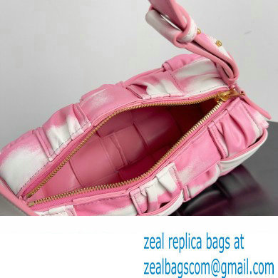 Bottega Veneta Small Brick Cassette in Foulard Intreccio Leather shoulder bag tie-dye Pink