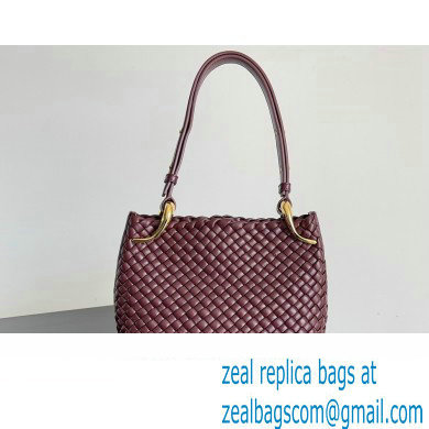 Bottega Veneta Small Clicker padded intreccio leather Shoulder Bag Burgundy