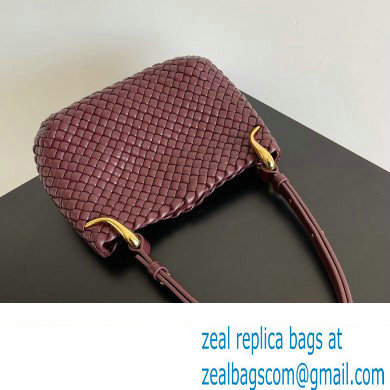 Bottega Veneta Small Clicker padded intreccio leather Shoulder Bag Burgundy - Click Image to Close