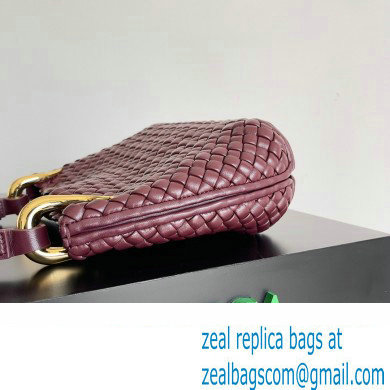 Bottega Veneta Small Clicker padded intreccio leather Shoulder Bag Burgundy - Click Image to Close