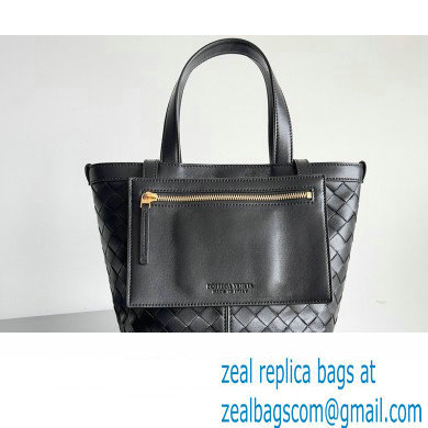 Bottega Veneta Small Flip Flap Intrecciato leather tote Bag Black - Click Image to Close