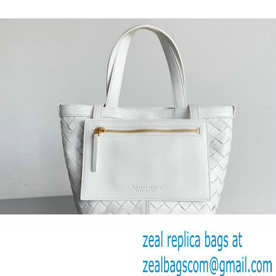 Bottega Veneta Small Flip Flap Intrecciato leather tote Bag White - Click Image to Close