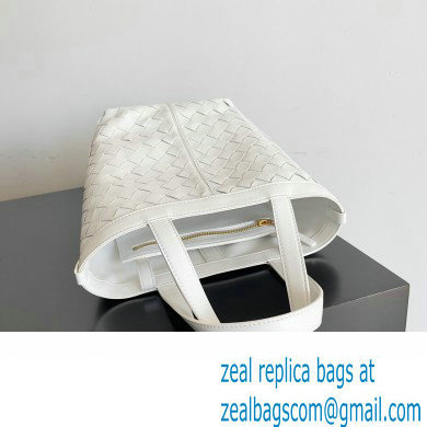 Bottega Veneta Small Flip Flap Intrecciato leather tote Bag White