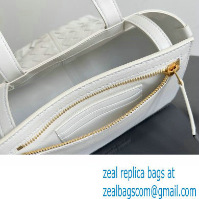 Bottega Veneta Small Flip Flap Intrecciato leather tote Bag White - Click Image to Close