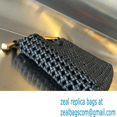 Bottega Veneta Small hand-knotted intreccio leather Sardine Top Handle bag with metallic top handle 731166 Black - Click Image to Close