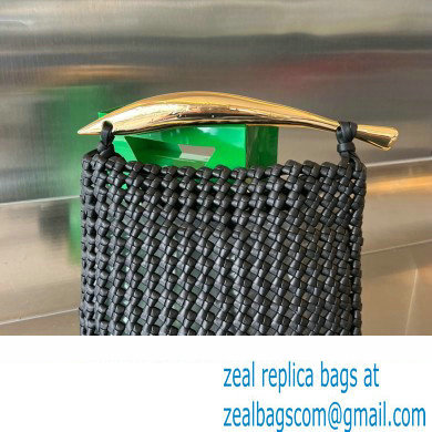 Bottega Veneta Small hand-knotted intreccio leather Sardine Top Handle bag with metallic top handle 731166 Black - Click Image to Close