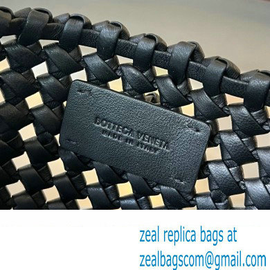 Bottega Veneta Small hand-knotted intreccio leather Sardine Top Handle bag with metallic top handle 731166 Black