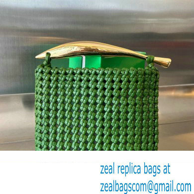 Bottega Veneta Small hand-knotted intreccio leather Sardine Top Handle bag with metallic top handle 731166 Green - Click Image to Close