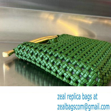 Bottega Veneta Small hand-knotted intreccio leather Sardine Top Handle bag with metallic top handle 731166 Green