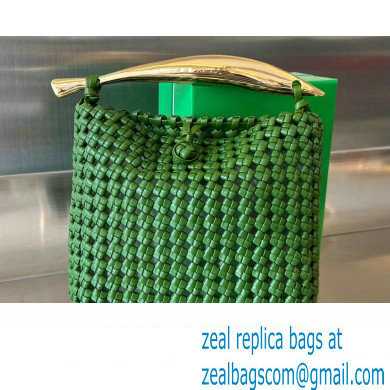 Bottega Veneta Small hand-knotted intreccio leather Sardine Top Handle bag with metallic top handle 731166 Green
