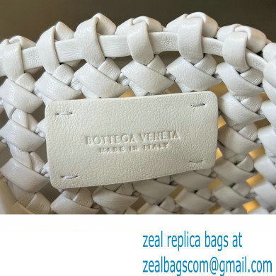 Bottega Veneta Small hand-knotted intreccio leather Sardine Top Handle bag with metallic top handle 731166 White