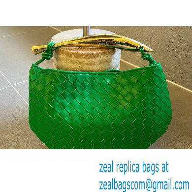 Bottega Veneta Small intrecciato leather Sardine bag with metallic top handle 716082 Bamboo Green