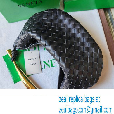 Bottega Veneta Small intrecciato leather Sardine bag with metallic top handle 716082 Black