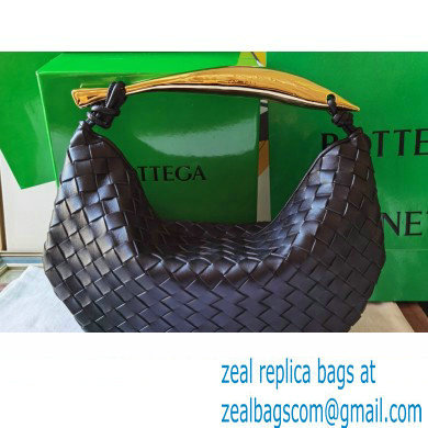 Bottega Veneta Small intrecciato leather Sardine bag with metallic top handle 716082 Black - Click Image to Close