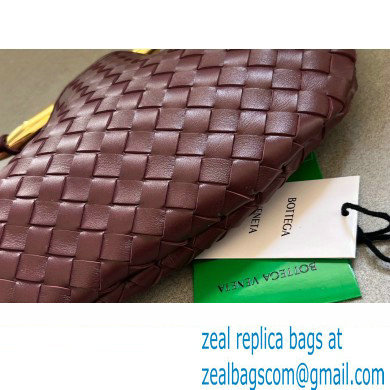 Bottega Veneta Small intrecciato leather Sardine bag with metallic top handle 716082 Burgundy - Click Image to Close