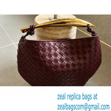 Bottega Veneta Small intrecciato leather Sardine bag with metallic top handle 716082 Burgundy