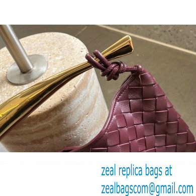 Bottega Veneta Small intrecciato leather Sardine bag with metallic top handle 716082 Burgundy