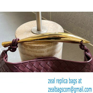 Bottega Veneta Small intrecciato leather Sardine bag with metallic top handle 716082 Burgundy - Click Image to Close