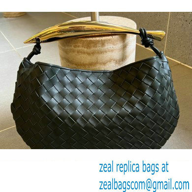 Bottega Veneta Small intrecciato leather Sardine bag with metallic top handle 716082 Dark Green - Click Image to Close