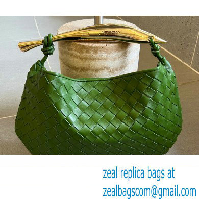 Bottega Veneta Small intrecciato leather Sardine bag with metallic top handle 716082 Green