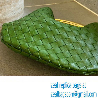 Bottega Veneta Small intrecciato leather Sardine bag with metallic top handle 716082 Green