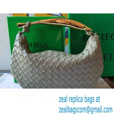 Bottega Veneta Small intrecciato leather Sardine bag with metallic top handle 716082 Light Green - Click Image to Close