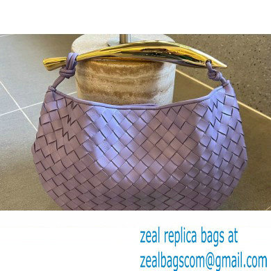 Bottega Veneta Small intrecciato leather Sardine bag with metallic top handle 716082 Lilac - Click Image to Close