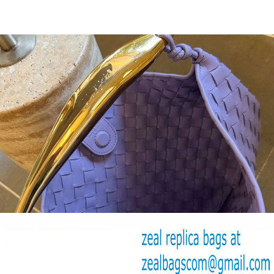 Bottega Veneta Small intrecciato leather Sardine bag with metallic top handle 716082 Lilac - Click Image to Close