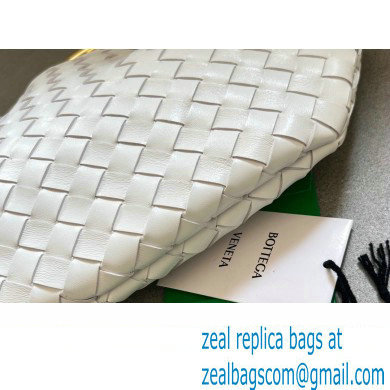 Bottega Veneta Small intrecciato leather Sardine bag with metallic top handle 716082 White