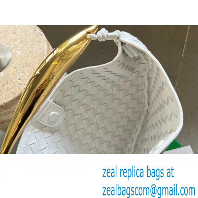 Bottega Veneta Small intrecciato leather Sardine bag with metallic top handle 716082 White