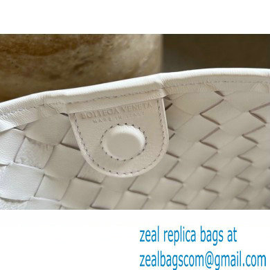 Bottega Veneta Small intrecciato leather Sardine bag with metallic top handle 716082 White - Click Image to Close