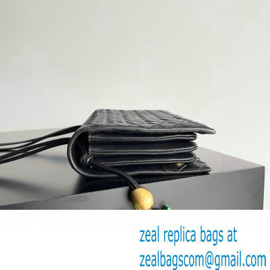 Bottega Veneta Trio Pouch On Strap Mini intrecciato leather shoulder Bag Black