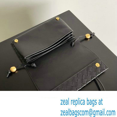 Bottega Veneta Trio Pouch On Strap Mini intrecciato leather shoulder Bag Black