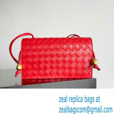 Bottega Veneta Trio Pouch On Strap Mini intrecciato leather shoulder Bag Red