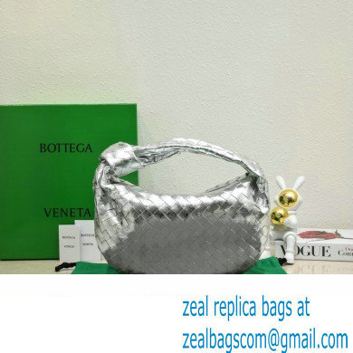 Bottega Veneta intrecciato leather teen jodie shoulder bag silver