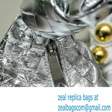 Bottega Veneta intrecciato leather teen jodie shoulder bag silver