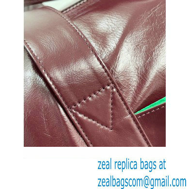 Bottega Veneta leather Gym Duffle Bag with detachable strap Burgundy - Click Image to Close