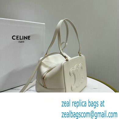 CELINE CALFSKIN FOLDED TRIOMPHE TOTE WHITE 2023