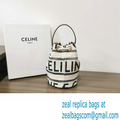 CELINE DRAWSTRING BAG in STRIPED TEXTILE AND CALFSKIN 2023