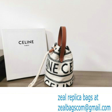 CELINE DRAWSTRING BAG in STRIPED TEXTILE AND CALFSKIN 2023