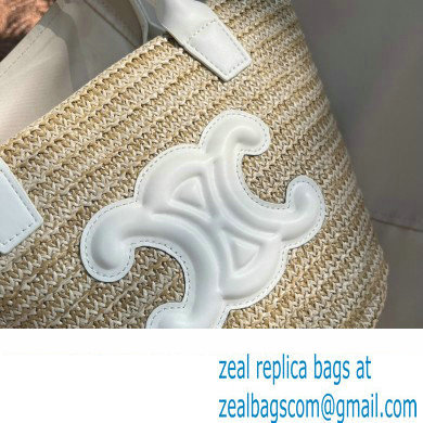 CELINE RAFFIA TRIOMPHE tote bag WHITE 2023 - Click Image to Close