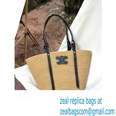 CELINE raffia TRIOMPHE shopping tote bag APRICOT 2023 - Click Image to Close