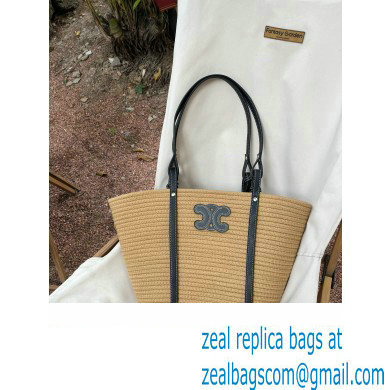 CELINE raffia TRIOMPHE shopping tote bag APRICOT 2023 - Click Image to Close