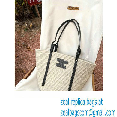 CELINE raffia TRIOMPHE shopping tote bag white 2023 - Click Image to Close