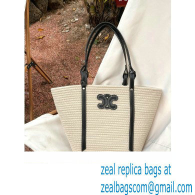 CELINE raffia TRIOMPHE shopping tote bag white 2023 - Click Image to Close
