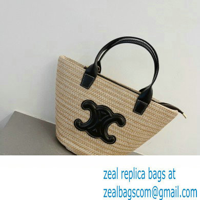 CELINE raffia TRIOMPHE tote bag black 2023